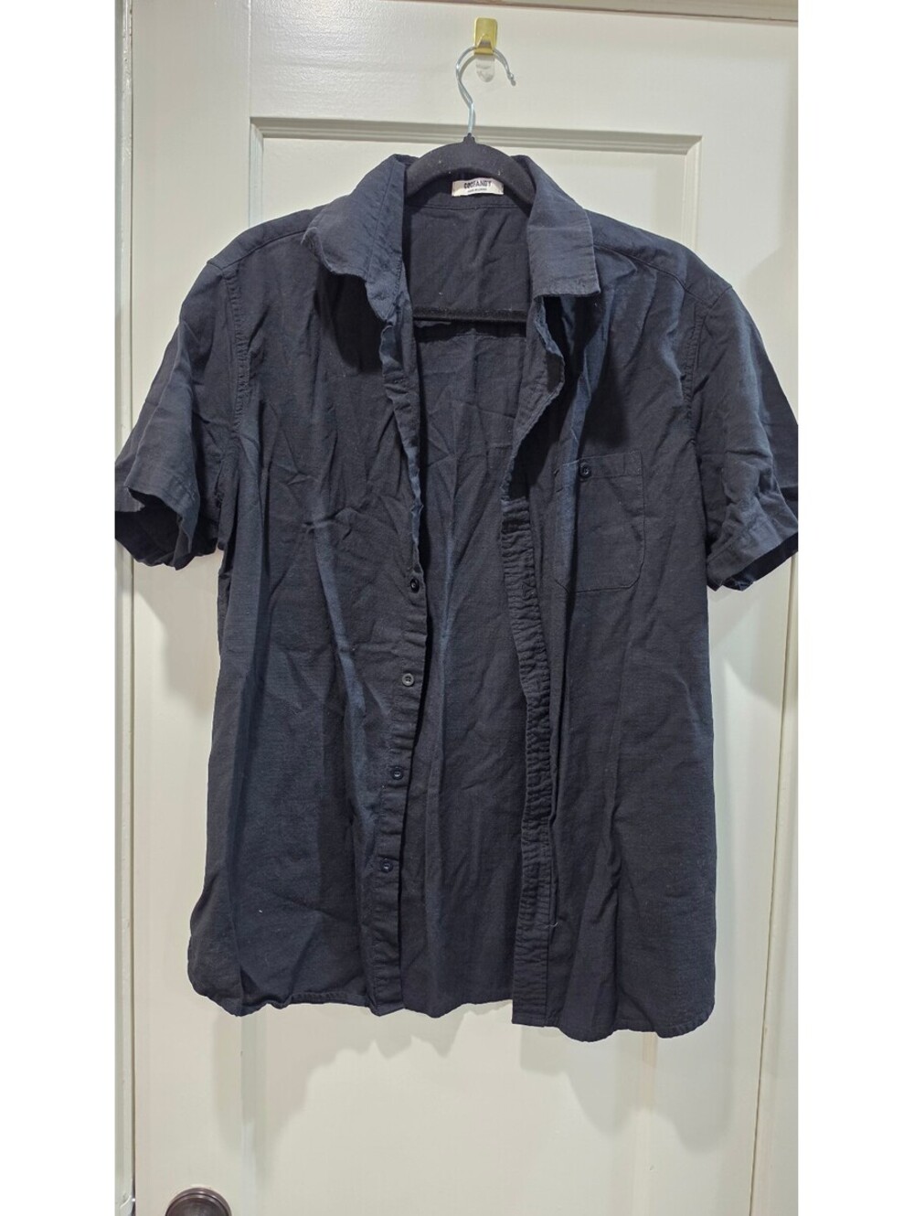 Coofandy Men's Black Short Sleeve Button-Up Shirt Large